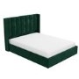 Green Velvet Small Double Ottoman Bed with Winged Headboard - Maddox