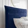 GRADE A2 - Maddox Navy Blue Velvet Double Bed Frame with Cushioned Headboard