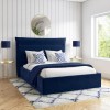 GRADE A1 - Maddox Navy Blue Velvet King Size Bed Frame with Cushioned Headboard