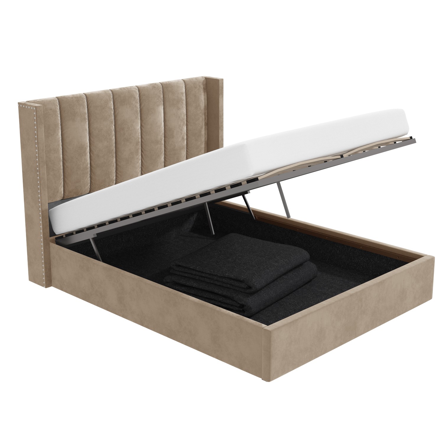 Maddox wing back double deals ottoman bed