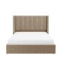 Beige Velvet Double Ottoman Bed with Winged Headboard - Maddox