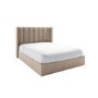 Beige Velvet King Size Ottoman Bed with Winged Headboard - Maddox