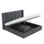 GRADE A1 - Grey Velvet Super King Ottoman Bed with Winged Headboard - Maddox