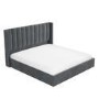 GRADE A1 - Grey Velvet Super King Ottoman Bed with Winged Headboard - Maddox