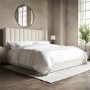 Cream Velvet Super King Ottoman Bed With Winged Headboard - Maddox