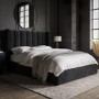 Black Velvet King Size Ottoman Bed with Winged Headboard - Maddox