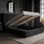 Black Velvet King Size Ottoman Bed with Winged Headboard - Maddox