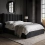 Black Velvet King Size Ottoman Bed With Winged Headboard - Maddox