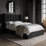 Black Velvet Small Double Ottoman Bed With Winged Headboard - Maddox