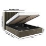 Khaki Velvet Double Ottoman Bed with Winged Headboard - Maddox