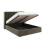 Khaki Velvet King Size Ottoman Bed With Winged Headboard - Maddox
