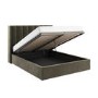 Khaki Velvet King Size Ottoman Bed with Winged Headboard - Maddox