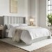 Grey Fabric Double Ottoman Bed With Winged Headboard - Maddox