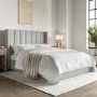 Grey Fabric Double Ottoman Bed With Winged Headboard - Maddox