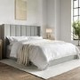 Grey Fabric King Size Ottoman Bed With Winged Headboard - Maddox