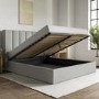 Grey Fabric King Size Ottoman Bed With Winged Headboard - Maddox