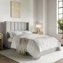 Grey Fabric Small Double Ottoman Bed With Winged Headboard - Maddox