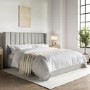 Grey Fabric Super King Ottoman Bed With Winged Headboard - Maddox