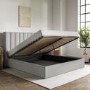 GRADE A1 - Grey Fabric Super King Ottoman Bed With Winged Headboard - Maddox