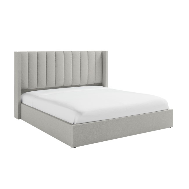 Grey Fabric Super King Ottoman Bed With Winged Headboard - Maddox