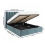 Blue Velvet Double Ottoman Bed With Winged Headboard - Maddox