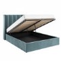 Blue Velvet Double Ottoman Bed With Winged Headboard - Maddox