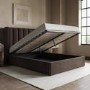 Brown Velvet Double Ottoman Bed With Winged Headboard - Maddox