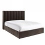 Brown Velvet Double Ottoman Bed With Winged Headboard - Maddox