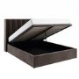 Brown Velvet Double Ottoman Bed With Winged Headboard - Maddox