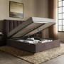 Chocolate Brown Velvet King Size Ottoman Bed With Winged Headboard - Maddox