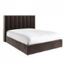 Brown Velvet King Size Ottoman Bed With Winged Headboard - Maddox