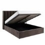 Brown Velvet King Size Ottoman Bed With Winged Headboard - Maddox