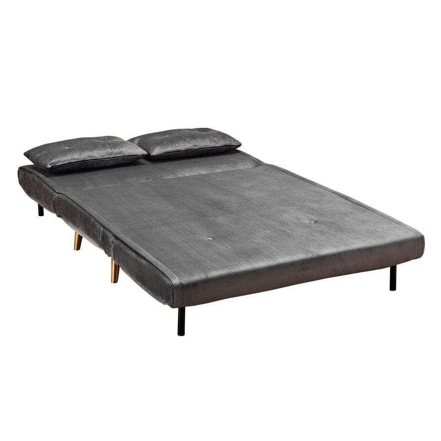 2 Seater Futon Sofa Bed in Grey Velvet - Madison