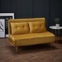 2 Seater Futon Sofa Bed in Mustard Yellow Velvet - Madison