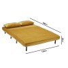 2 Seater Futon Sofa Bed in Mustard Yellow Velvet - Madison