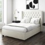 GRADE A1 - Maeva Wing Back King Size Ottoman Bed in Off White Woven Fabric