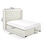 Off-White Fabric King Size Ottoman Bed with Winged Headboard - Maeva