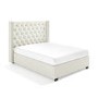 GRADE A2 - Off-White Fabric King Size Ottoman Bed with Winged Headboard - Maeva