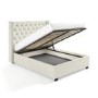 GRADE A2 - Off-White Fabric King Size Ottoman Bed with Winged Headboard - Maeva