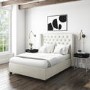 GRADE A1 - Maeva Wing Back King Size Ottoman Bed in Off White Woven Fabric