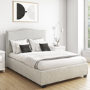 French Grey Upholstered Double Ottoman Bed - Maeva