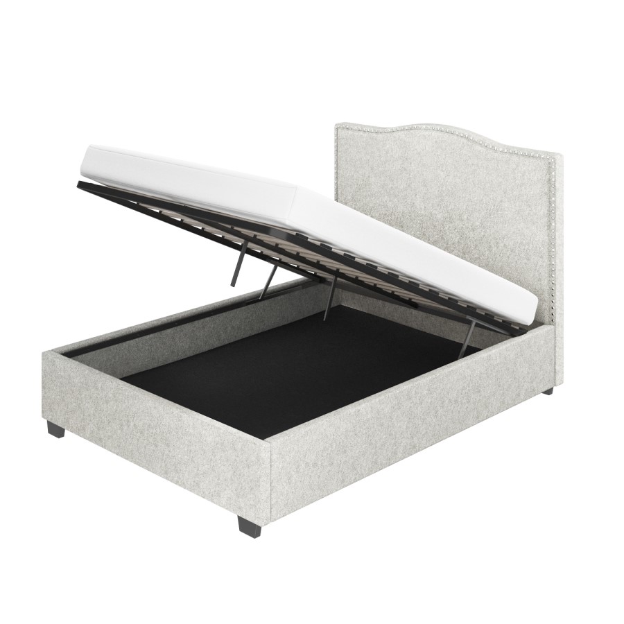 French Grey Upholstered Double Ottoman Bed - Maeva