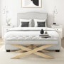 Wooden End-of-Bed Bench Upholstered in Light Grey Fabric - Maeva