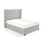 Light Grey Fabric Double Ottoman Bed with Winged Headboard - Maeva