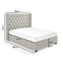 Light Grey Fabric Double Ottoman Bed with Winged Headboard - Maeva