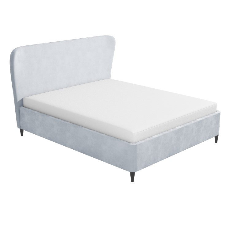 Light Grey Velvet Double Ottoman Bed with Legs - Margot