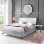 GRADE A1 - Margot King Size Ottoman Bed with Curved Headboard in Silver Grey Velvet