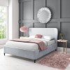 GRADE A1 - Margot King Size Ottoman Bed with Curved Headboard in Silver Grey Velvet