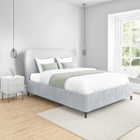 Light Grey Velvet King Size Ottoman Bed with Legs - Margot Light Grey Velvet King Size Ottoman Bed with Legs - Margot