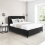 Dark Grey Velvet Double Ottoman Bed with Legs - Margot